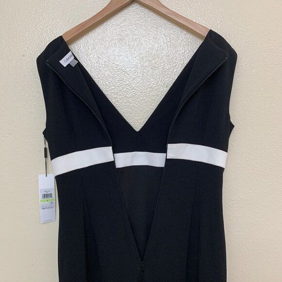 CALVIN KLEIN Womens Long Gown Dress CD9B19L9 Size 4 Black Sleeveless V Neck Maxi - Picture 7 of 9
